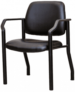 Black MTI 302 Series side chair with ergonomic backrest and contoured seat.