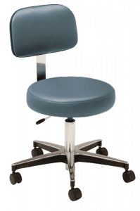 Blue, medical stool chair with ergonomic backrest MTI 323 series.