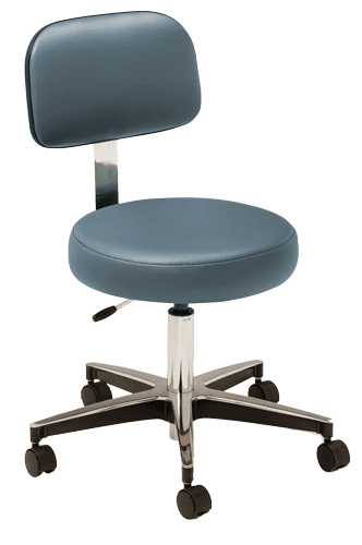Blue, medical stool chair with ergonomic backrest MTI 323 series.