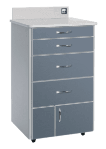 Blue, mobile, four-drawer, two door stand up cabinet MTI MTC-BS Series.