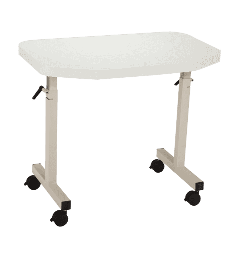 Cream colored, adjustable, laminate MTI OSIT-2000 series medical instrument table.