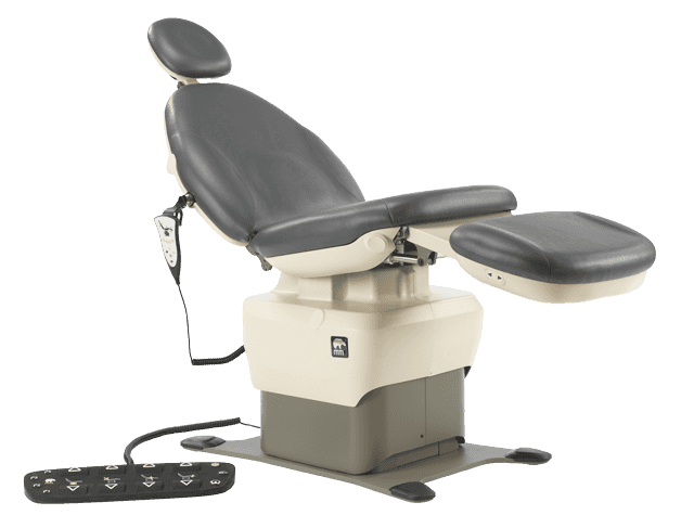 830 Series Chair in Reclined position with Hand and Foot Controls