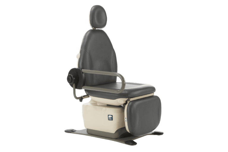 A medical chair with the required ADA transfer surface sizing.