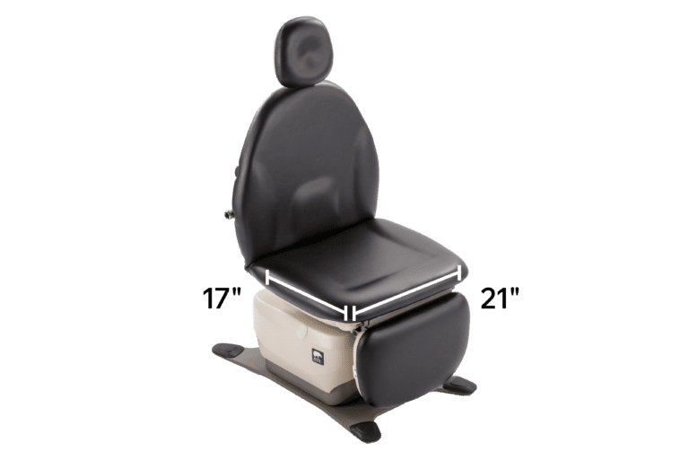 A medical chair with the required ADA transfer surface sizing.